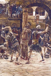 La flogging du visage – Az arc megkorbácsolása – „A mi Urunk Jézus Krisztus élete” című filmből – 1899 James Tissot – La vie de notre seigneur Jesus Christ, Jacques Joseph (Jacques-Joseph) Tissot James Tissot-tól ( 1836-1902)