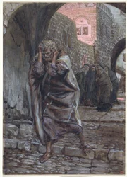 Péter kiment és keservesen sírt, illusztráció: Krisztus élete, 1886-94 (wc és gouache kartonon)