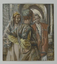 Cirénei Simon és két fia, Sándor és Rufus, illusztráció a mi Urunk Jézus Krisztus élete, 1886-94 című könyvéből (wc grafit fölött, papíron)