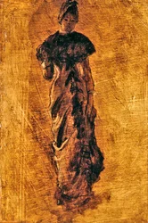 Tanulmány a „Külföldi látogatóknak a Louvre-ban”, 1880 körül (olaj, panel)