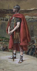 A százados, illusztráció a Krisztus életéhez, 1886-94 körül (wc és gouache kartonon)