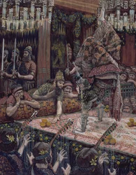 Heródiás lánya táncol, illusztráció a Krisztus életéhez, 1886-94 (wc és gouache kartonon)