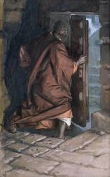 Júdás távozása, illusztráció a Krisztus életéhez, 1884-96 körül (wc és gouache kartonon)
