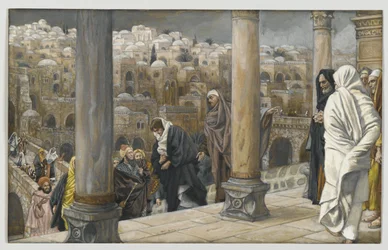 A pogányok kérik, hogy láthassák Jézust, illusztráció az Urunk Jézus Krisztus élete, 1886-94 (wc grafit fölött, papíron) című könyvéből