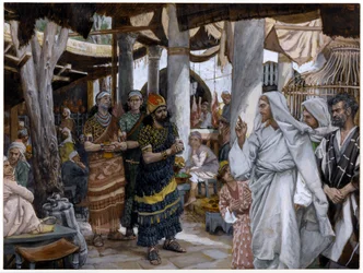 Az uralkodók fiának gyógyulása, illusztráció a Krisztus életéhez, 1884-96 körül (wc és gouache kartonon)