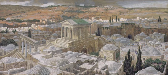 A pogány templom, amelyet Hadrianus épített a Kálvária helyén, illusztráció a Krisztus életéhez, 1886-94 körül (wc és gouache kartonon)