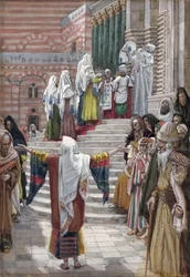 Krisztus bemutatása a templomban, illusztráció: Krisztus élete, 1886-94 (wc és gouache kartonon)