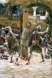A korbácsolás, illusztráció a Krisztus életéhez, 1884-96 (wc és gouache kartonon)