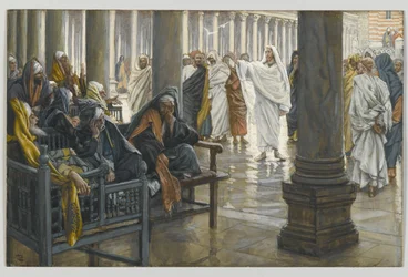 Jaj nektek, írástudók és farizeusok, illusztráció a mi Urunk Jézus Krisztus élete, 1886-94 (wc grafit felett papíron) című könyvéből