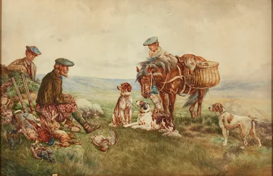 A vadásztársaság (akvarell)