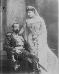 Michael Mihajlovics orosz nagyherceg és felesége, Sophie de Torby grófnő, 1902