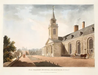 Old Soldiers Hospital, Kilmainham, Dublin, 1794 (kézzel színezett metszet)