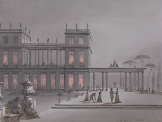 Egy olasz ünnepség: figurák a Palazzo teraszán