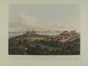 Dánia 1807: Koppenhága ostroma, metszett Robert Pollard (1792-1867) és Joseph Constantine Stadler (1780-1812) 1807-ben megjelent (színes akvatinta)