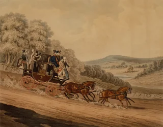 Manchester Coach (színes gravírozás)
