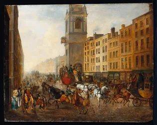 A London-Brighton közötti autóbusz Cheapside-ban, 1831. július 18