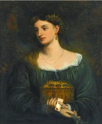 Preraffaelita festmények : Pandora (Pandore) par Smetham, James (1821-1889), kb 1865. Olaj, vászon, 76,5x61. Magángyűjtemény