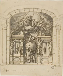 Design for Stage Scenery (Hampton Court) mitológiai figurákkal
