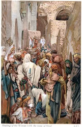 A vérfolyásos asszony megérinti Jézus ruhájának szegélyét, és meggyógyul, kb. 1890