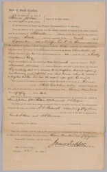 A Dél-Karolina Konföderációs állam által ítélt követelést a rabszolgaságba esett Dicknek ítélték oda, 1864. november 23-án.