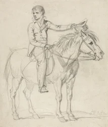Lord Stanhope (1753-1816) pónilovagló fiúként (ceruza papíron)