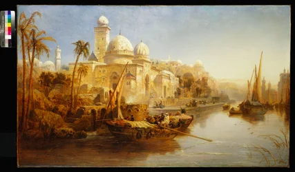 Egy mór palota lépcsőinél kikötött hajók, 1875