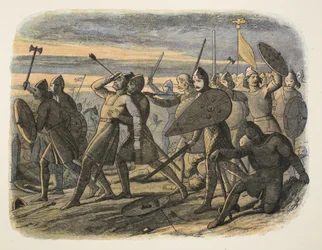 II. Harold halála a hastingsi csatában, 1066, A Chronicle of England Kr.e. 55-től Kr. u. 1485-ig, pub. London, 1863