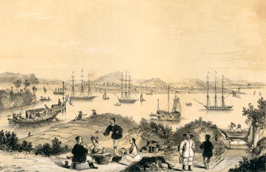 Whampoa Kanton közelében, az európai hajózás horgonyzóhelye, 1847