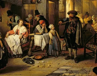 Egy kocsma belseje vakhegedűssel, 1844 (panel) (76798 részlet)