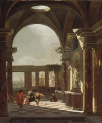 Építészeti capriccio keleti figurákkal