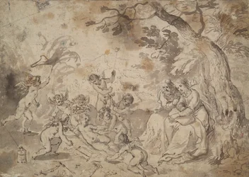 Szűz Mária és Szent József és a Gyermek Krisztus, Szent János és a szenvedés hangszereivel játszó angyalok