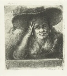 Nő nagy kerek kalapban