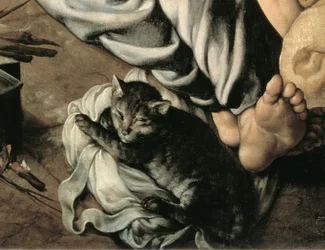 A Szent Család a tűz körül, 1532-33 körül (panel) (77334. részlet)