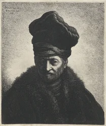 Prémes sapkás férfi mellszobra Tróniák Rembrandt után (sorozat címe)