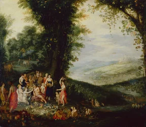 Bacchus diadala (olaj, panel)
