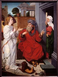 Ábrahám, Sára és az angyal, Jan Provost festménye (1465-1520)
