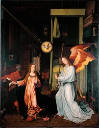 Jan Provost (kb. 1465-1529) Angyali üdvözlet festménye fára Méret: 300x200 cm Genes, Galleria di Palazzo Bianco