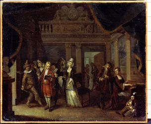 Privát koncert. Házi koncert. Jan Josef Horemans, az idősebb vagy az idősebb (1682-1759) festménye. Flamand művészet, rokokó stílusban. Olajfestmény. Állami Történeti és Művészeti Múzeum, Serpukhov (Serpukhov), Oroszország.