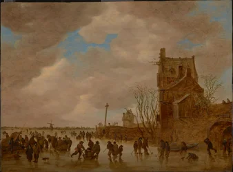Jégörömök egy hídtorony előtt, 1655