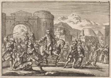 A szultán francia követe lóháton belép Jeruzsálembe, 1674