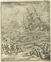Hajótörés a Jóreménység fokánál, 1693 Három hajó összeomlása Cabo de Bonne Esperance-ben (cím a tárgyon)