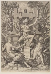 Bacchus egy hordón ülve