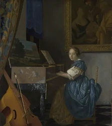 Egy fiatal nő egy Virginalban ül, c. 1670