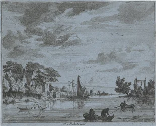 Üzlet a folyón Te, Iskolás (cím a tárgyon) Haarlem tájai (sorozat címe) Gesigten Haarlemen kívül, Kész. J.V.V. (sorozat címe az objektumon)