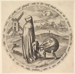 A világ által kirabolt mizantróp, a tizenkét flamand közmondásból, kb. 1568.