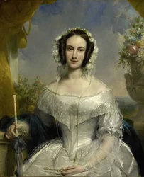 Agatha Petronella Hartsen (1814-78). Menyasszonyi WC-ben Jan van der Hooppal kötött házassága alkalmából 1841. március 17-én