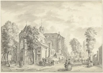 Pieterskerk Utrechtben, a háttérben a Dom