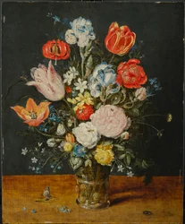 Virágok üvegpohárban, 1608 után