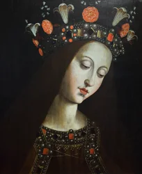 A koronás szűz, Hubert és Jan van Eyck után (olaj, fa)