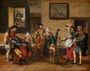 Pub jelenet (olaj, fa)